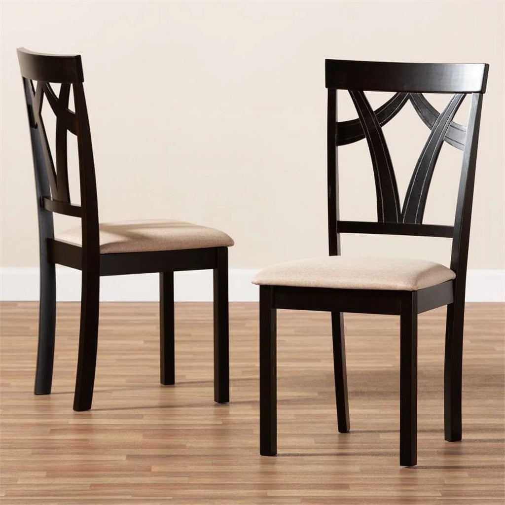 Brown Fabric Dining Side Chair Set of 2 R4315