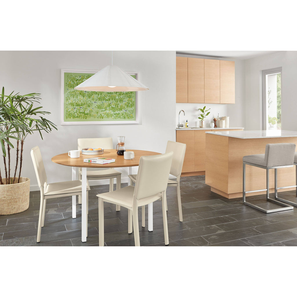 Walnut Round Table with Taupe Base D651