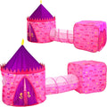 Pink Castle Play Tent with Pop Up Tunnel and Playhouse Kids Indoor Outdoor Play Tent Set S441