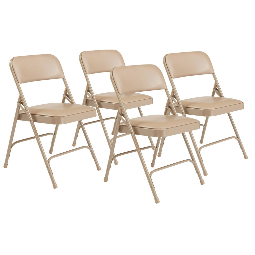 Beige Vinyl Padded Folding Chairs Set of 4 E329146