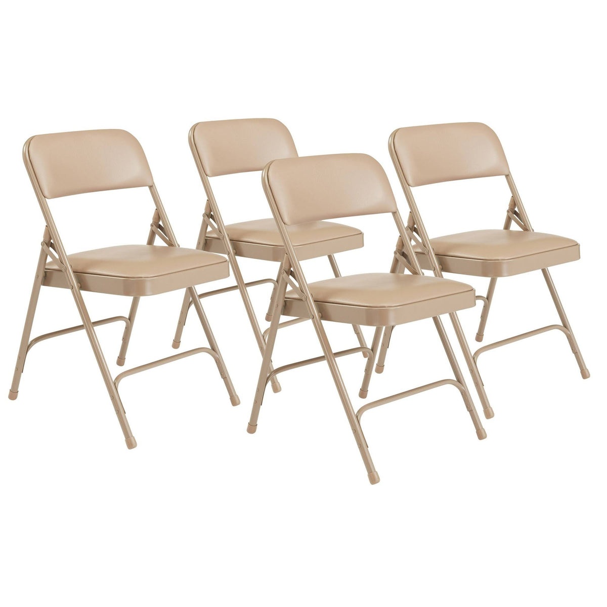 Beige Vinyl Padded Folding Chairs Set of 4 E329146