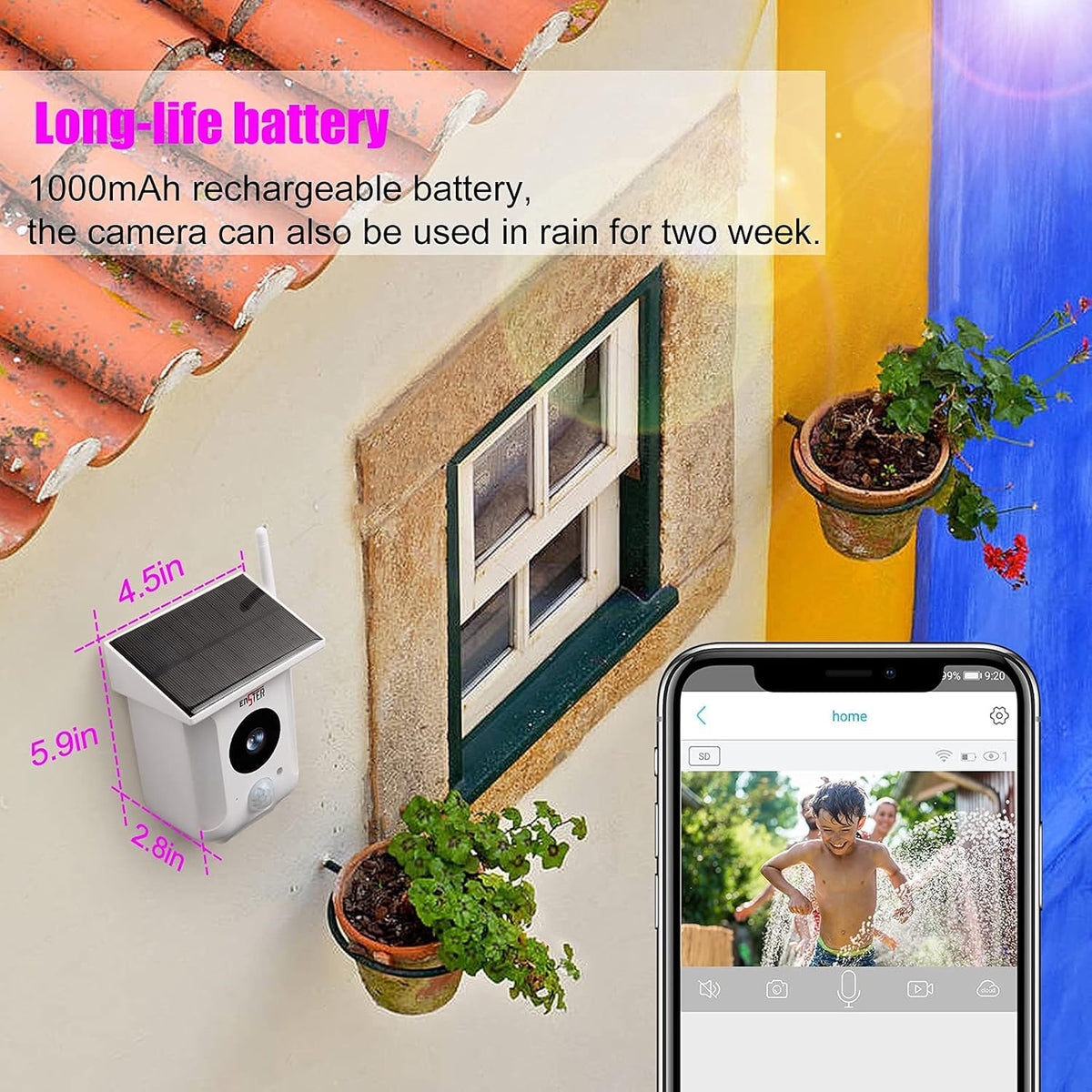 Solar Powered Security Outdoor Camera with Night Vision and 2-Way Talk M31729