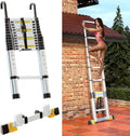Folding Telescoping Ladder 12.5 FT Aluminum Extendable Ladder with 2 Detachable Hooks T13660