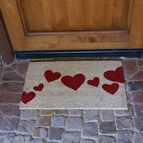 Red Hearts Coir Entrance Mat 18 x 30-inch N68758
