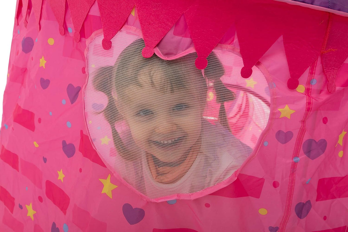 Pink Castle Play Tent with Pop Up Tunnel and Playhouse Kids Indoor Outdoor Play Tent Set S441