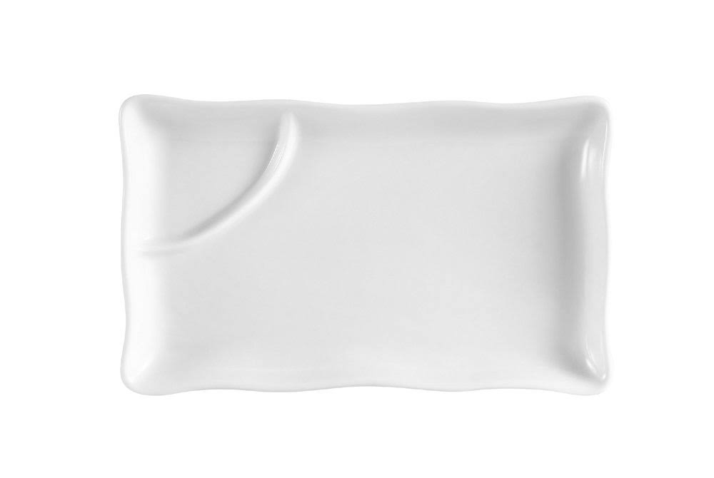 Rolled Edge Rectangular Divided Sauce Dish 12in. x 7-1/2in. G35852