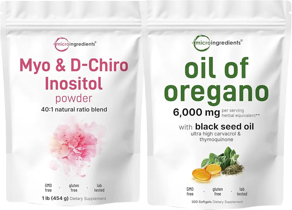Oil of Oregano Softgels & Myo & D-Chiro Inositol Powder Bundle 2 Pack D111628