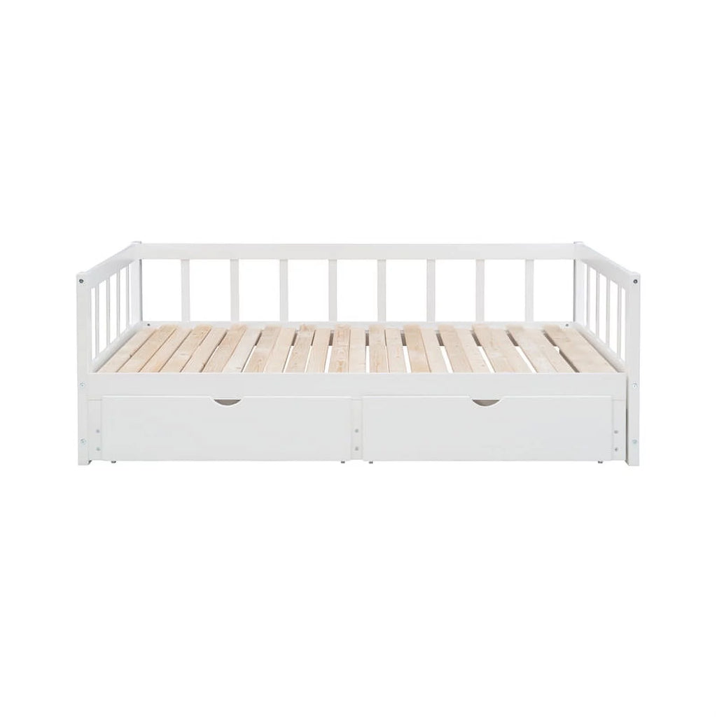 White Wood Storage Trundle Daybed U223