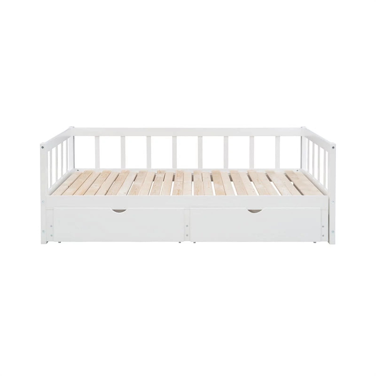 White Wood Storage Trundle Daybed U223