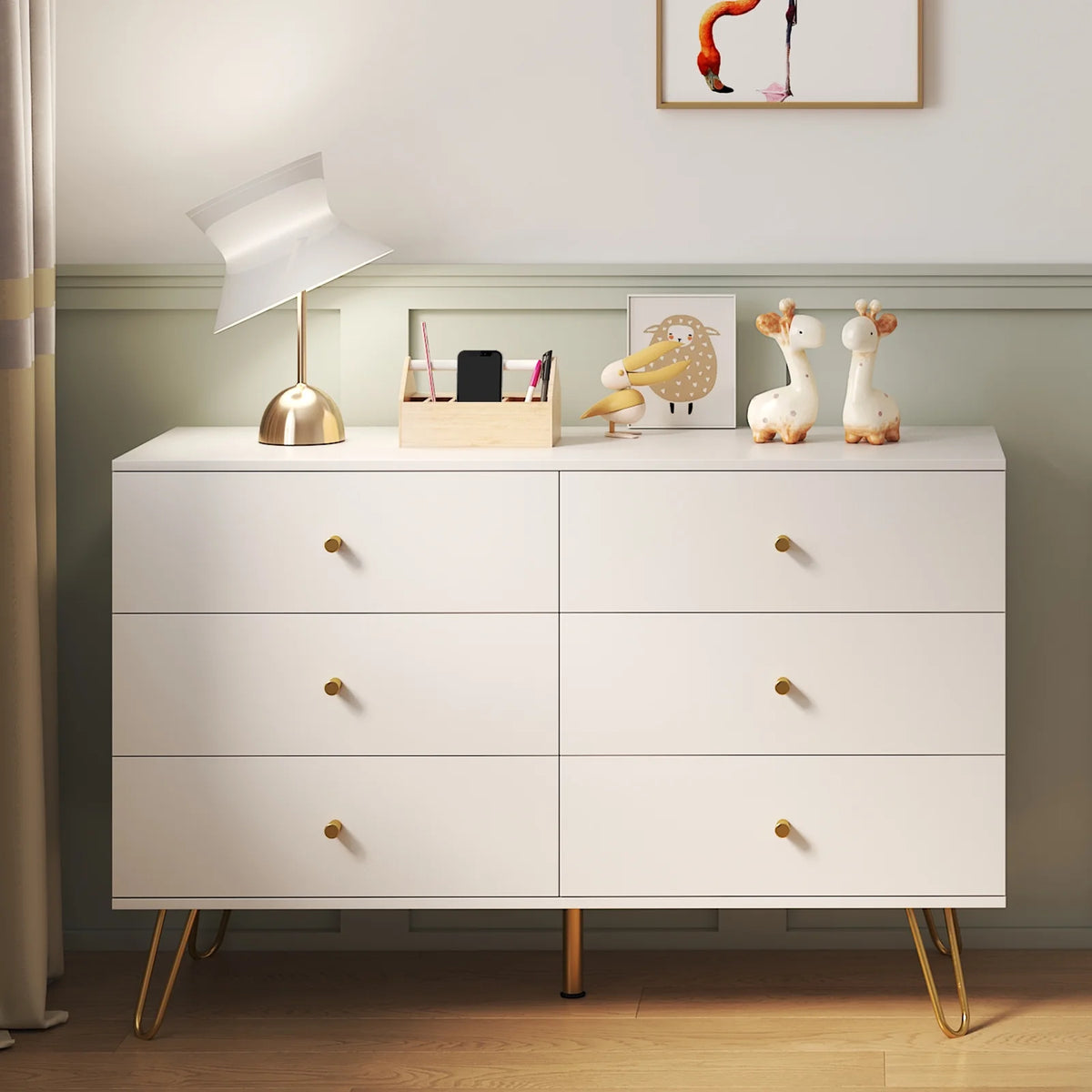 White 6 Drawer Dresser Y8313