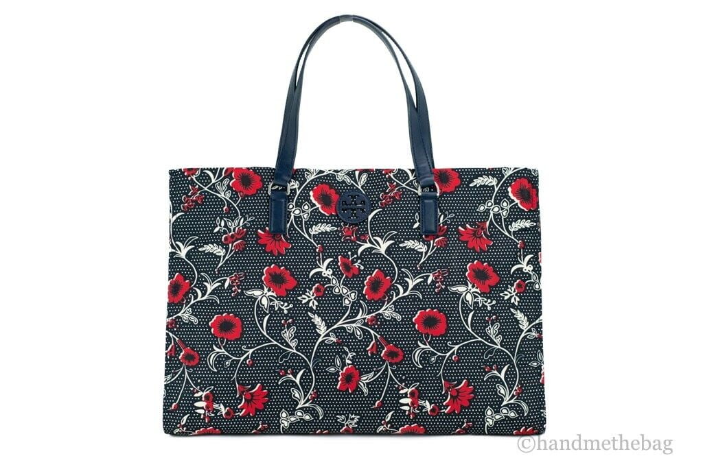 Navy Red Nylon Tote Handbag I470037
