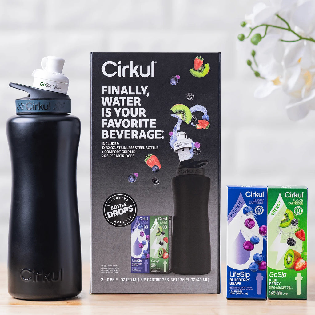 32oz Rose Gold Stainless Steel Water Bottle Starter Kit with Lid and 2 Flavor Cartridges X28205