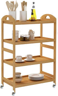 4-Tier Bamboo Storage Utility Cart with Wheels R2368