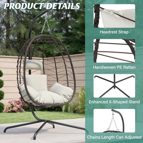 Hanging Egg Chair with Stand Cushion S35623