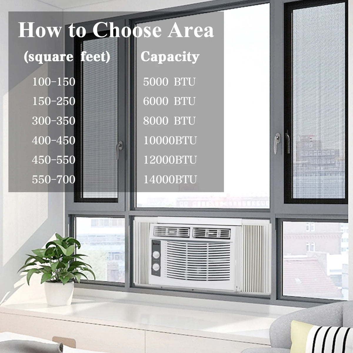 5000BTU 115V 450W White Window Air Conditioner T51049