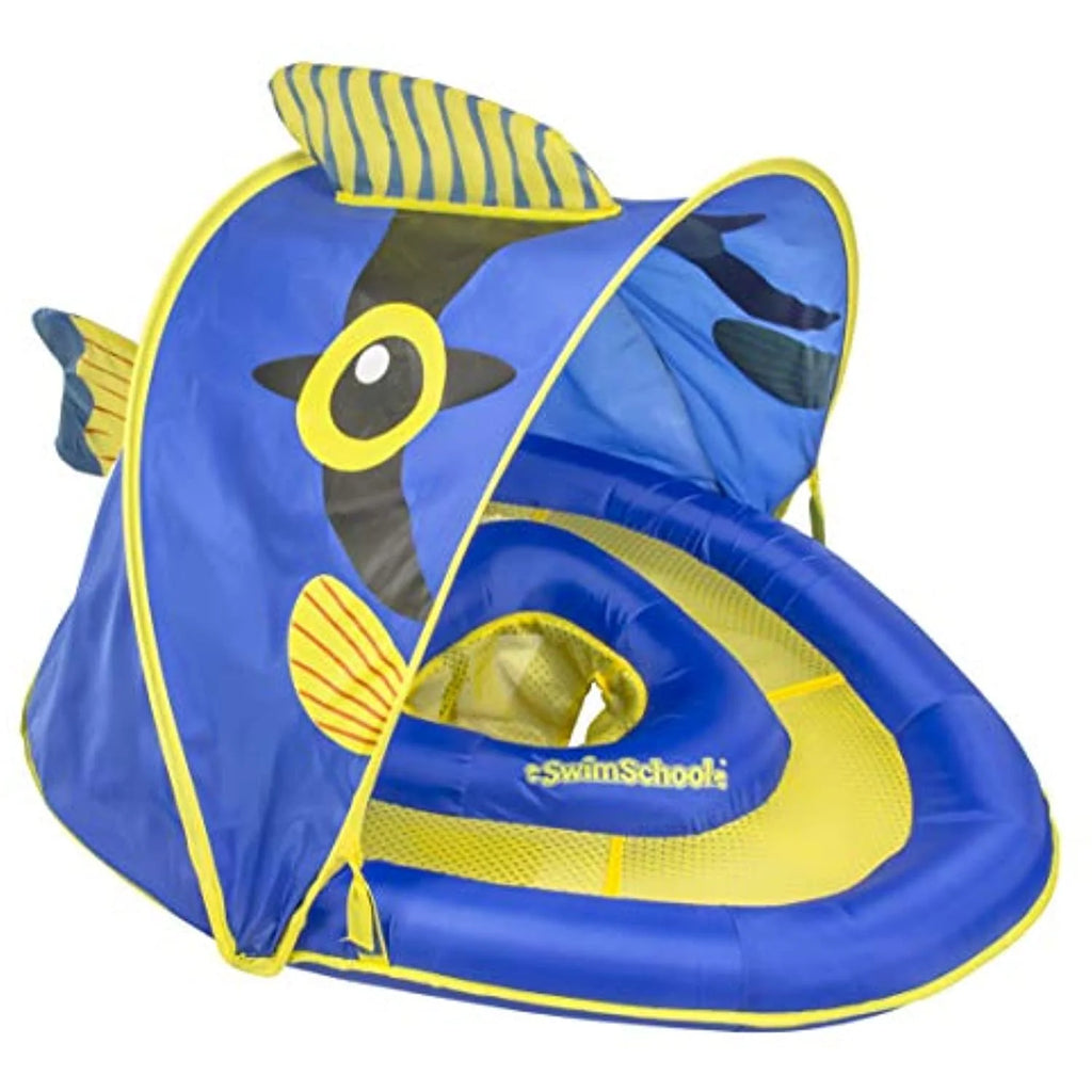 Blue/Yellow Baby Pool Float with Canopy and Safety Seat Y58172