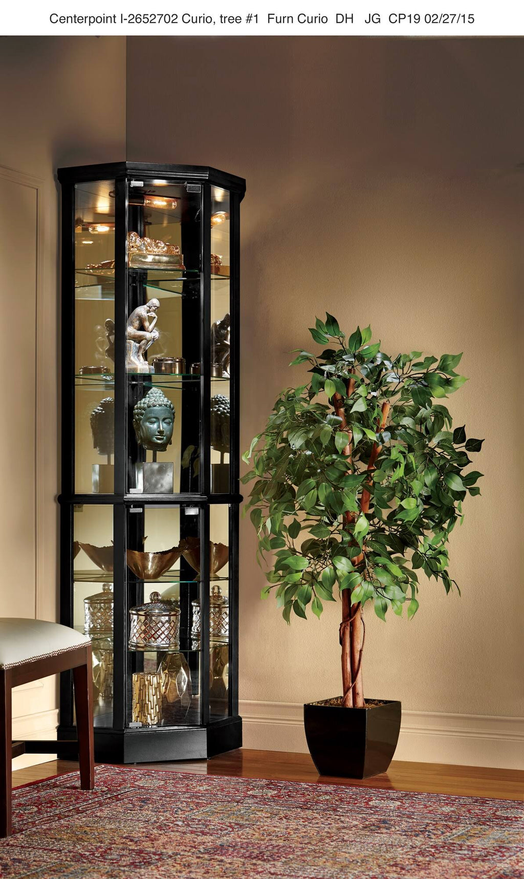 Black Lighted Corner Curio D80730