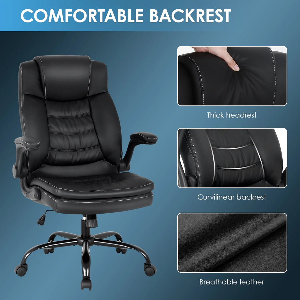 Black PU Leather Ergonomic High Back Office Chair with Lumbar Support F230