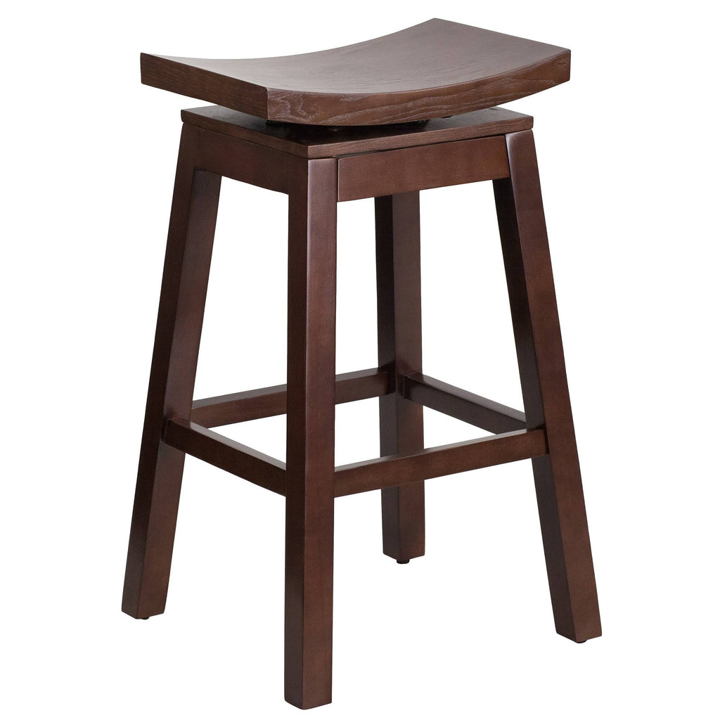 Cappuccino Brown Rustic Barstool with Curved Saddle Seat R2731