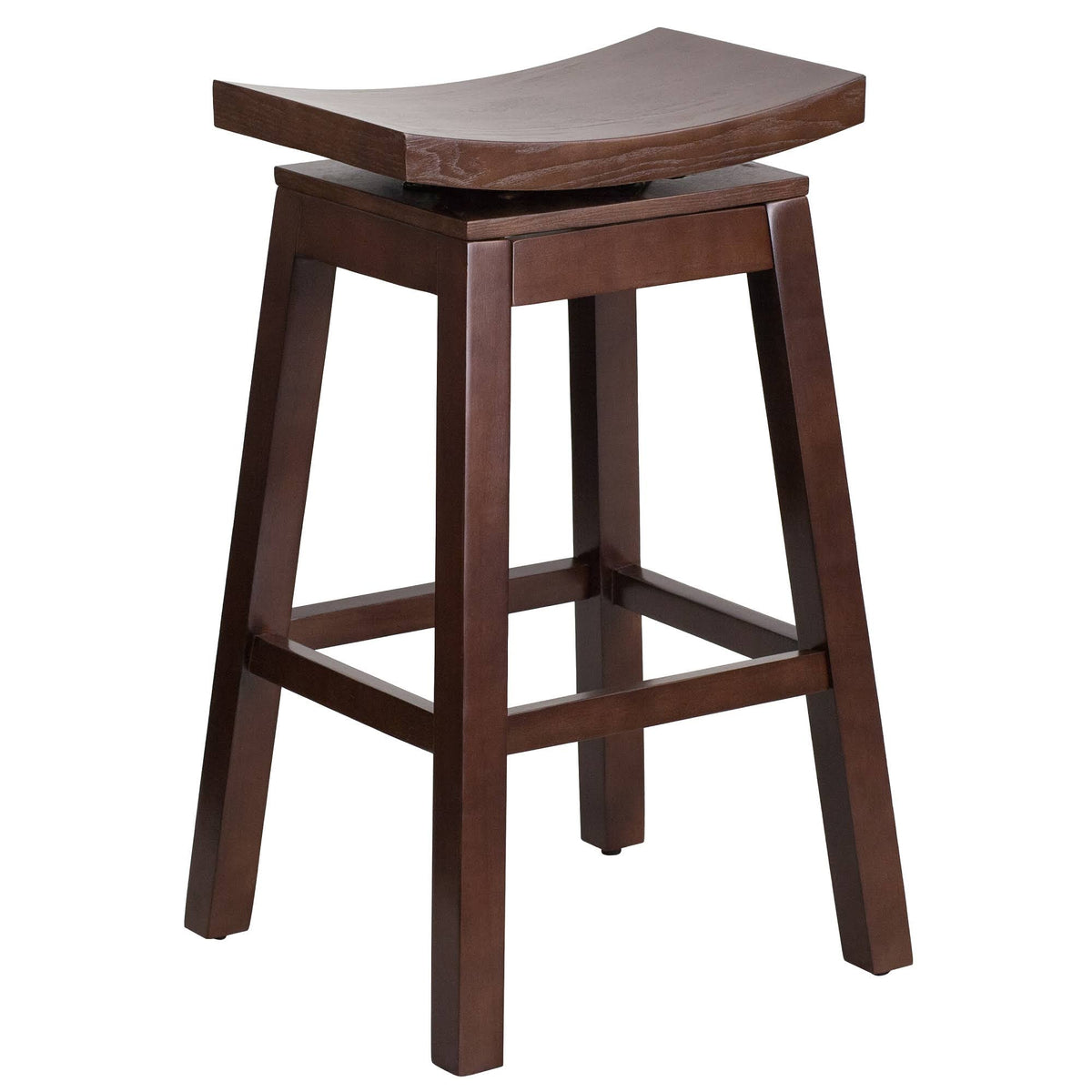 Cappuccino Brown Rustic Barstool with Curved Saddle Seat R2731