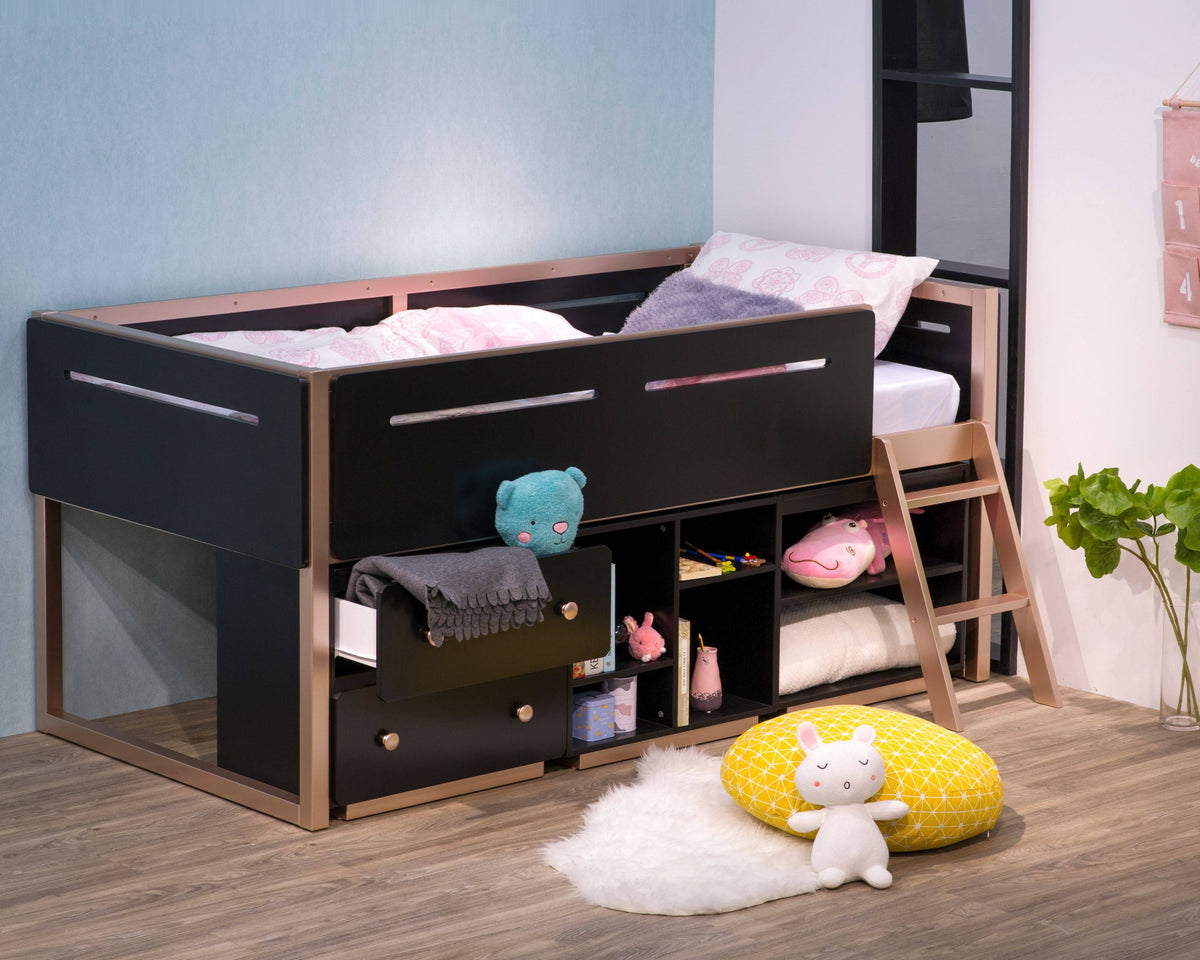 Black Rose Gold Loft Bed L58520