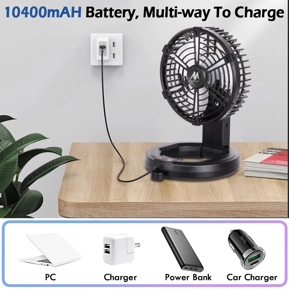 Rechargeable Camping Fan with LED Lantern B442930