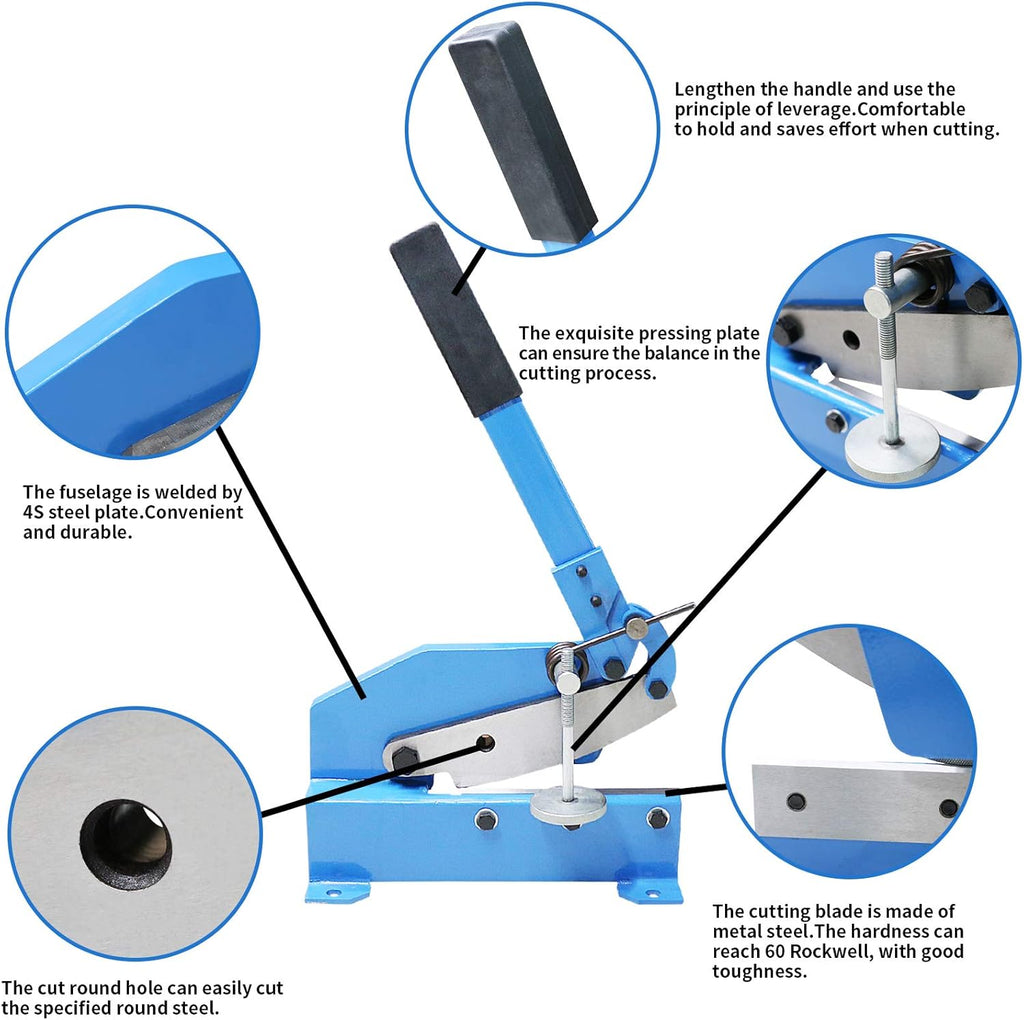 Hand Plate Shear, Manual Metal Cutter, Cutting Thickness 6mm Max, Benchtop for Carbon Steel Plates B8785