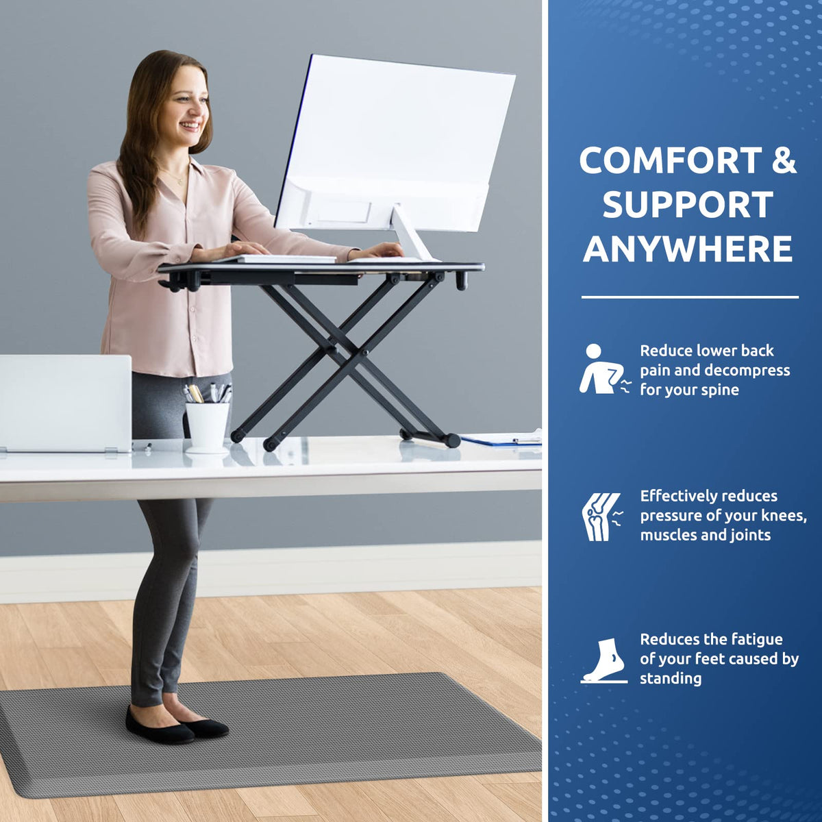 Anti Fatigue Floor Mat, Non-Slip Bottom Standing Desk Mat F478114