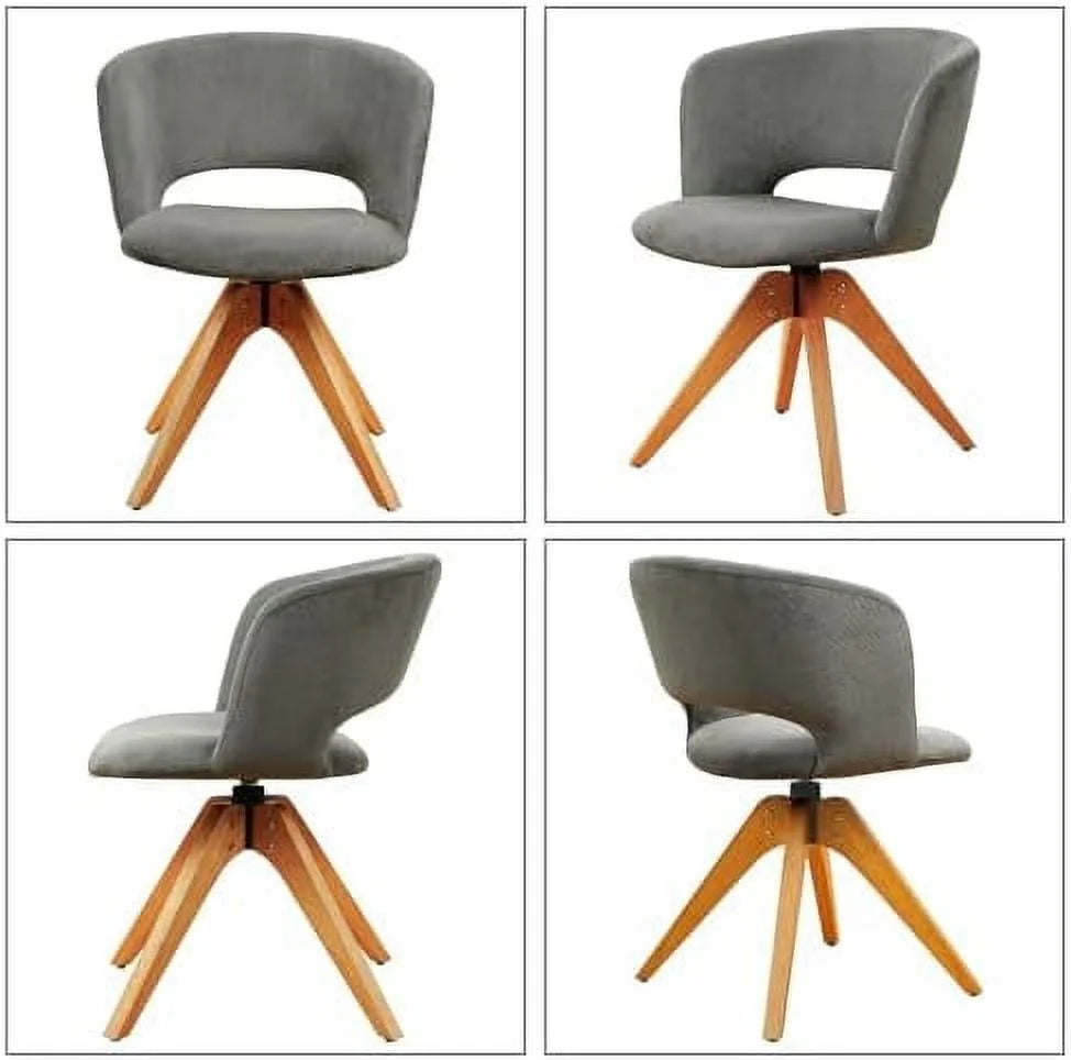 Blue Upholstered Swivel Accent Chair with Solid Wood Legs L76977