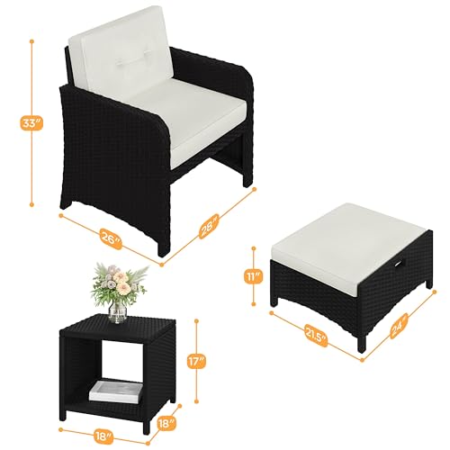 5 Piece PE Wicker Patio Conversation Set with Cushions U6614