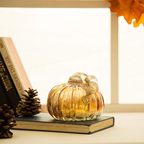 Set of 3 Multi Striped Glass Pumpkins C878224