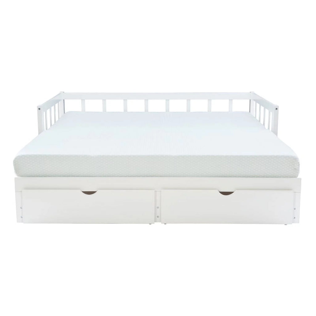 White Wood Storage Trundle Daybed U223