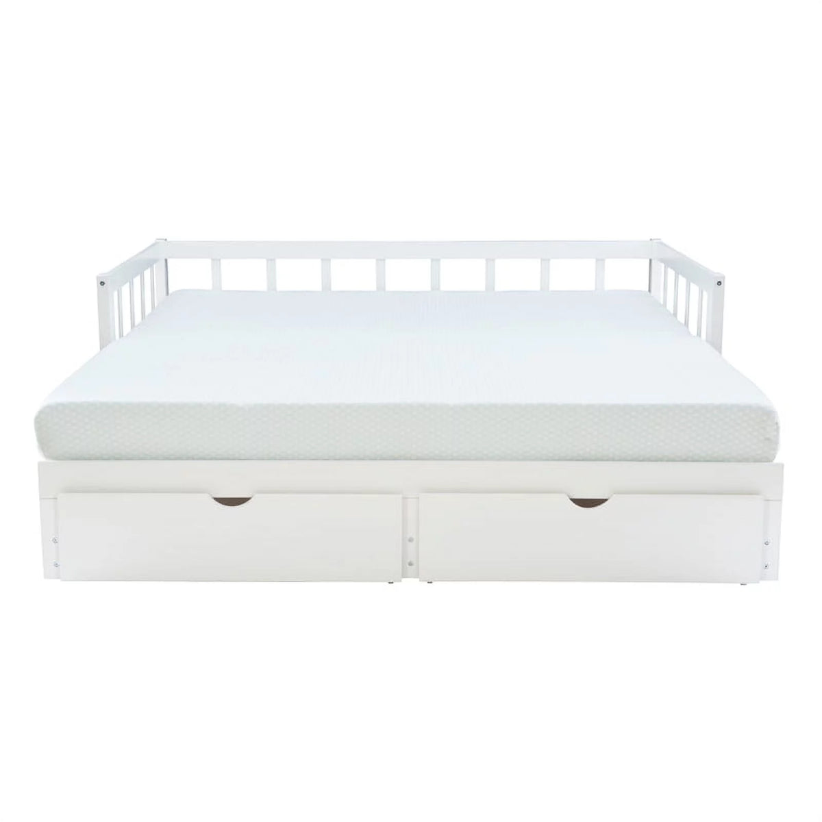 White Wood Storage Trundle Daybed U223
