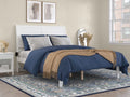 Queen Wood Platform Bed Frame with Sleigh Headboard, White U977278