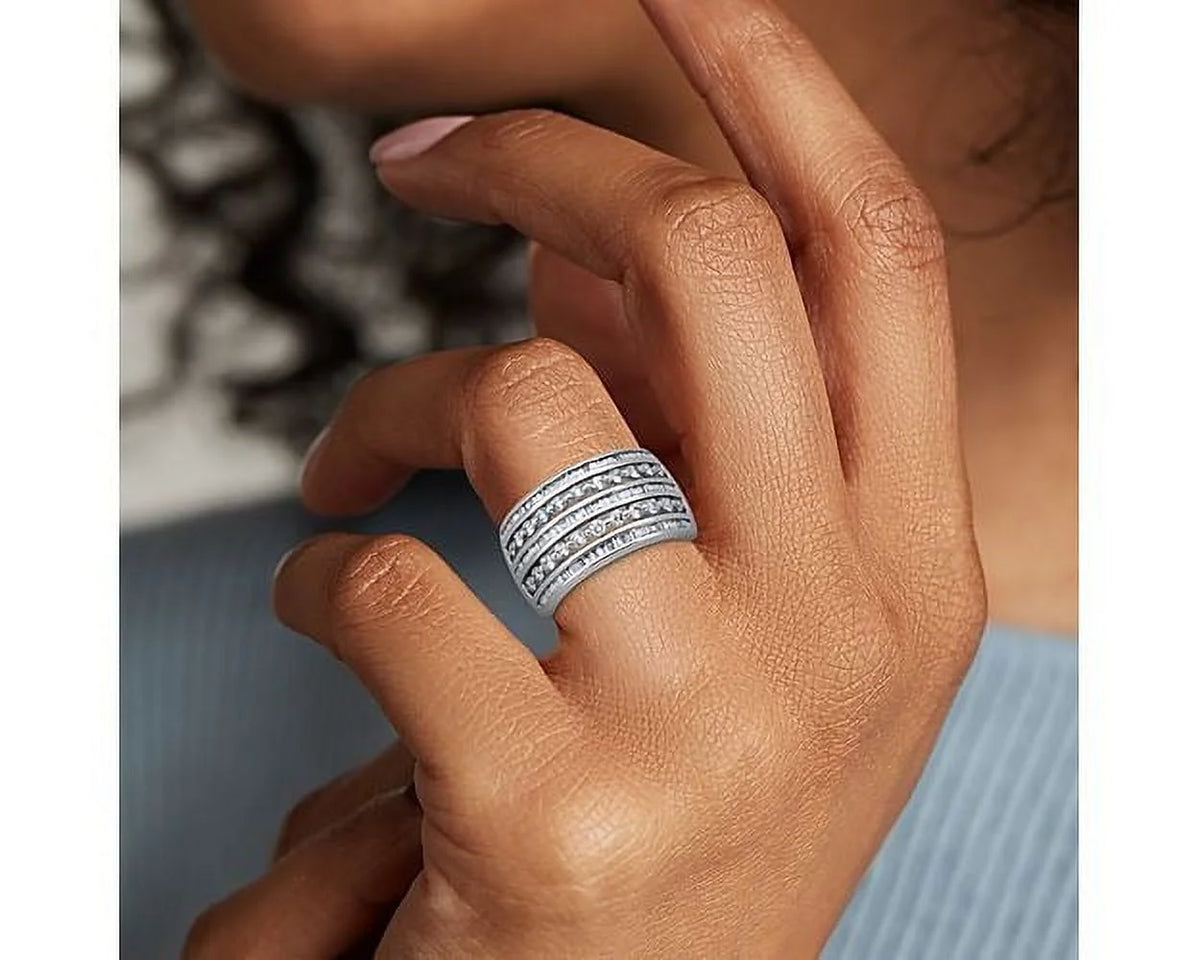 14K White Gold Diamond Eternity Band Size 10.5 D1678
