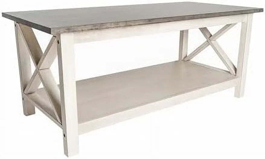 Solid Wood Coffee Table with X-Frame Design O87860