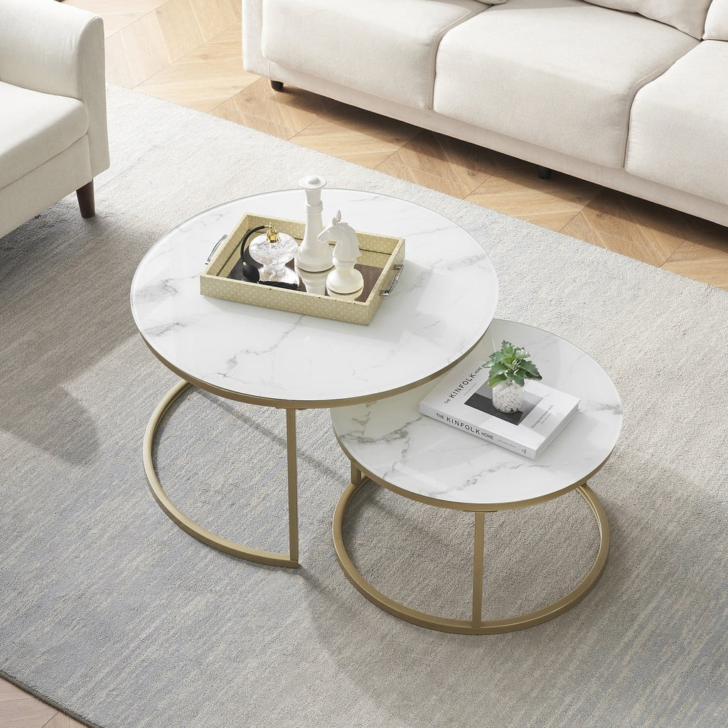 Coffee Table with Gold and Marble Patterns Y239