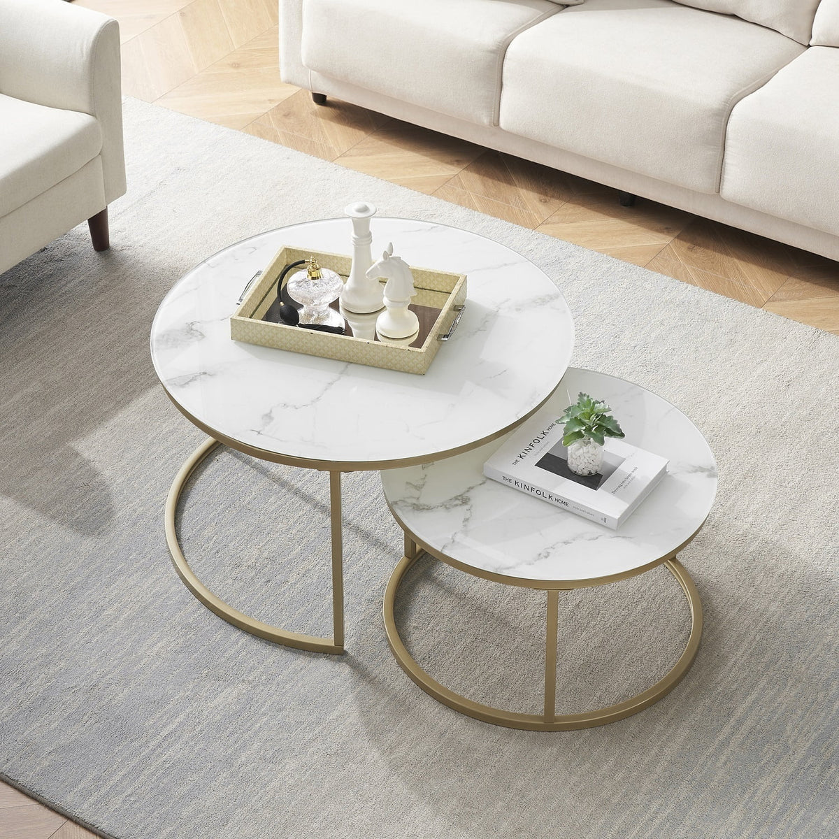 Coffee Table with Gold and Marble Patterns Y239
