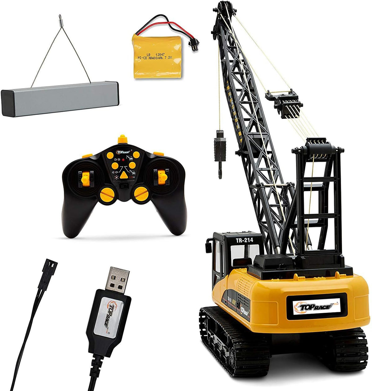 15 Channel Remote Control Crane, 1:14 Scale Battery Powered RC Construction Toy Crane with Heavy Metal Hook R5932