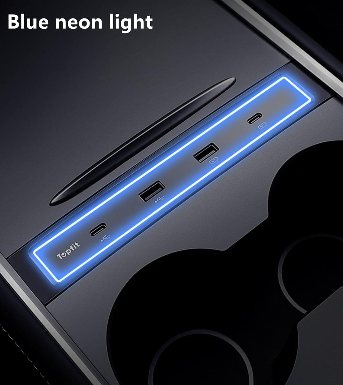 Black Pack of 2 USB Hub Center Console Adapter for Tesla Model Y Model 3 T385728