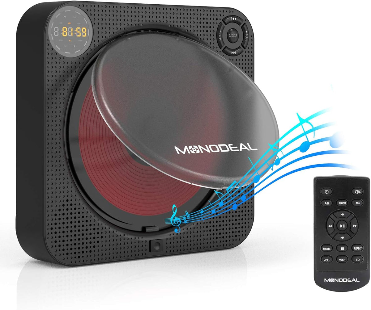 CD Player with Bluetooth, Portable Rechargeable, Built-in Speakers, Remote Control, Built-in FM Radio P989013