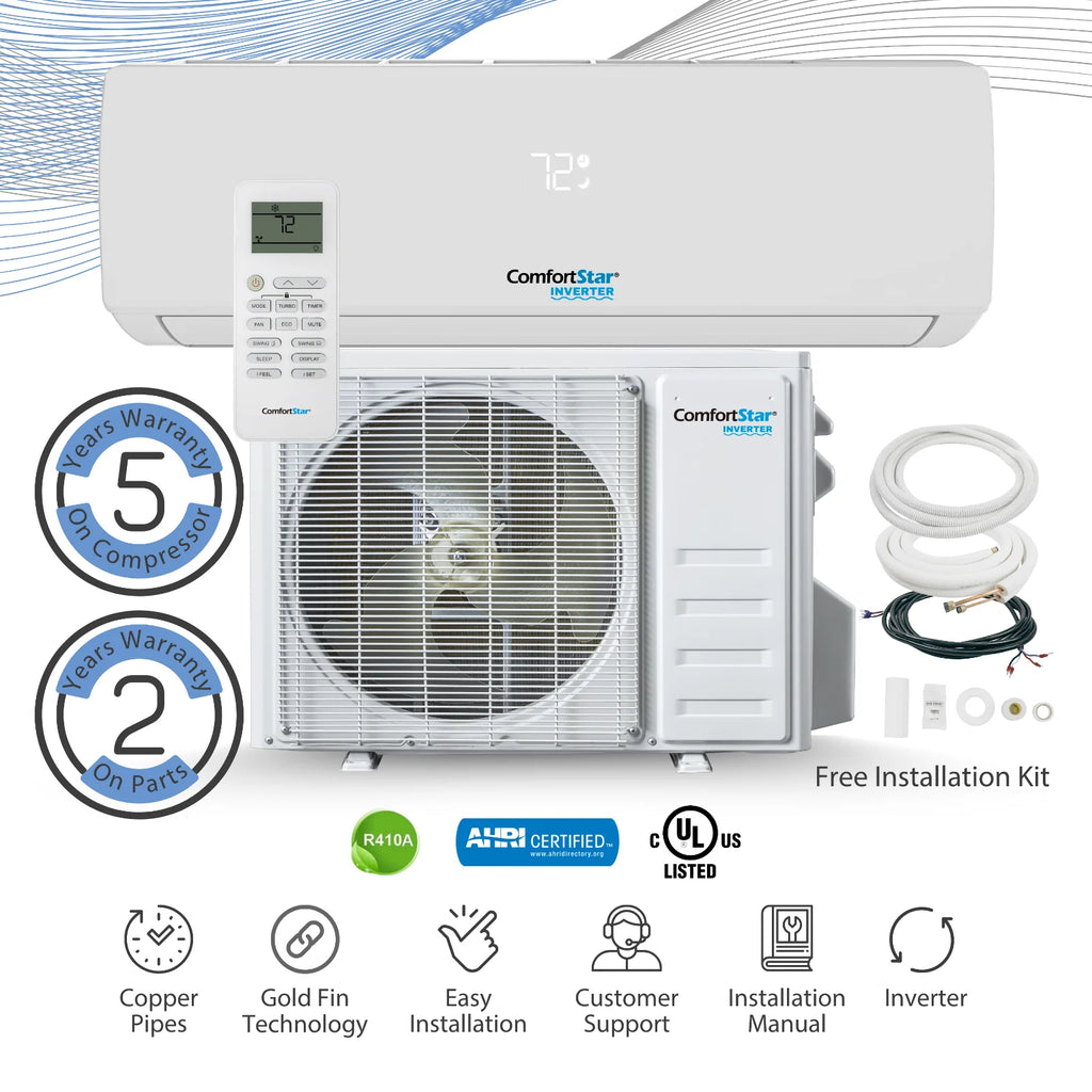 18,000 BTU 17 SEER2 Ductless Mini-Split Air Conditioner Heat Pump 220V U817570