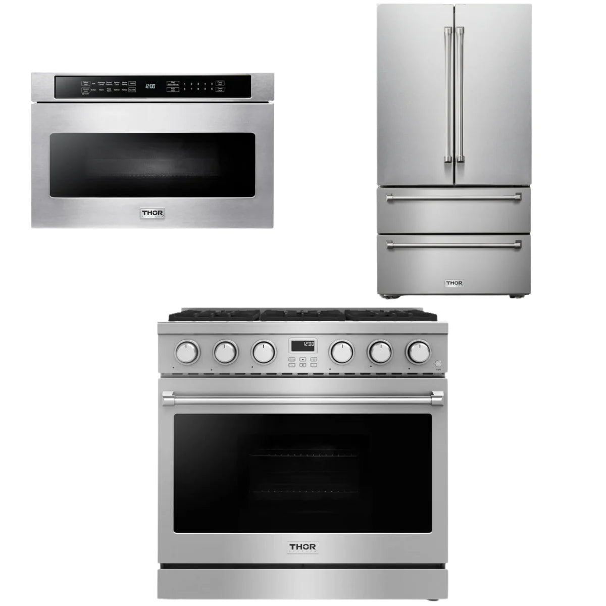 36 Gas Range, Refrigerator and Microwave W928
