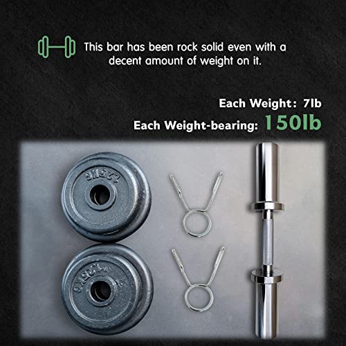 16" Olympic Dumbbell Handles, 150LBS Weight Capacity, 2 Pair Spring Collars G8381