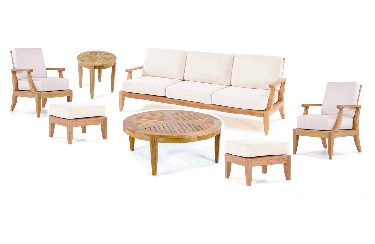 7 Pc Sofa Set with Cushions in Canvas White B764