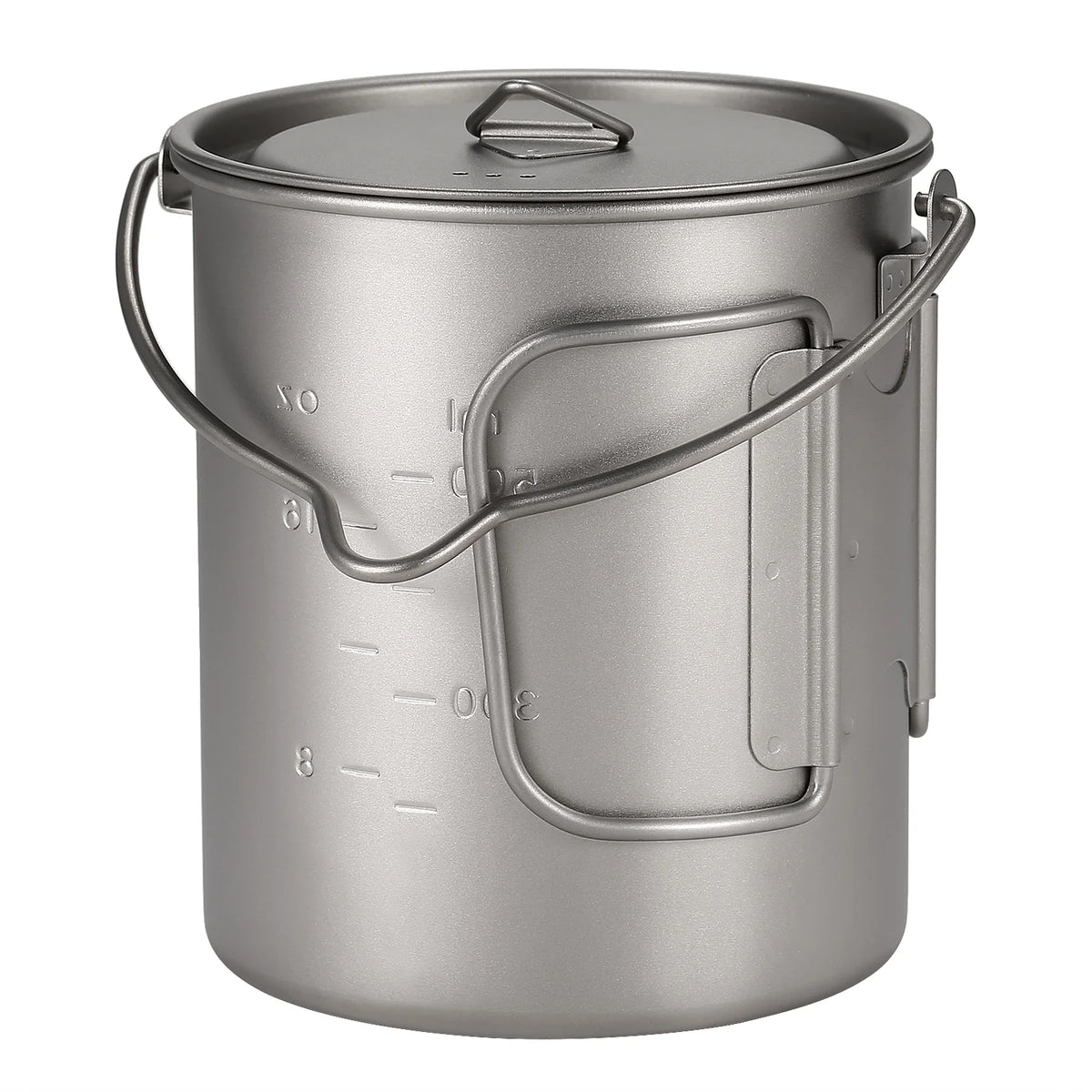 Ultralight 750ml Titanium Pot with Lid and Foldable Handle I424498