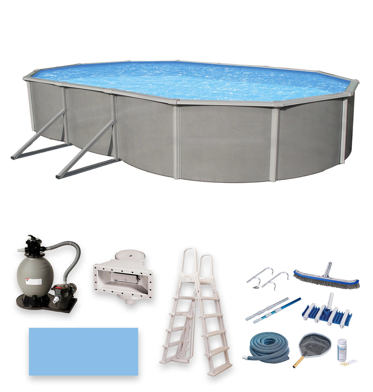 18-ft x 33-ft Oval 52-in Deep Metal Wall Swimming Pool S625441