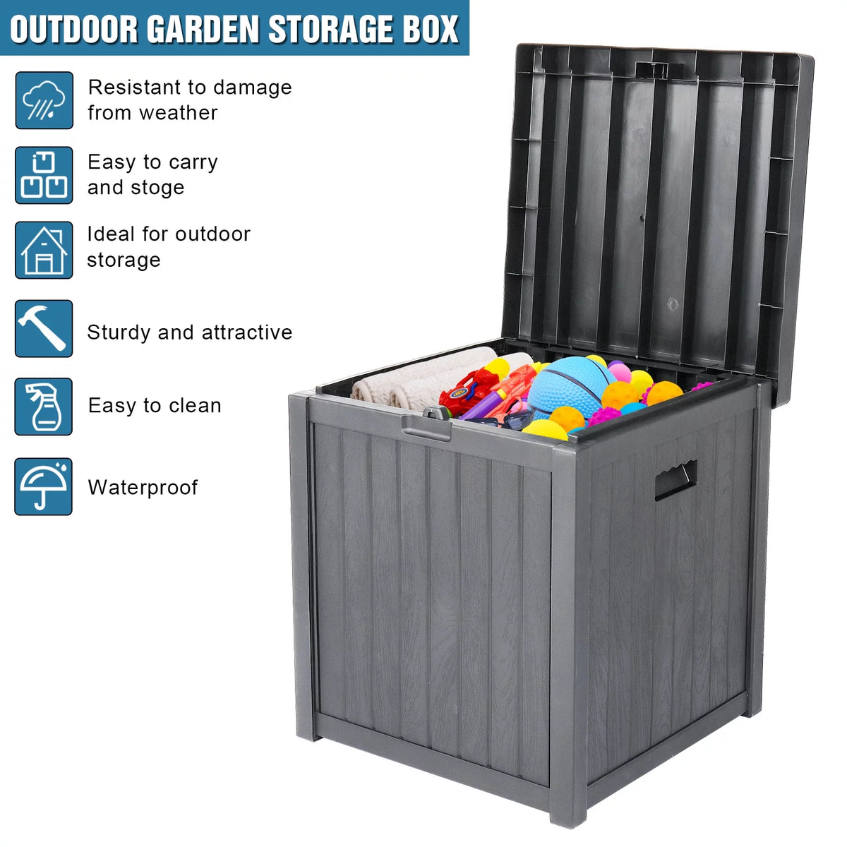 Grey 51gal Plastic Storage Deck Box Q230