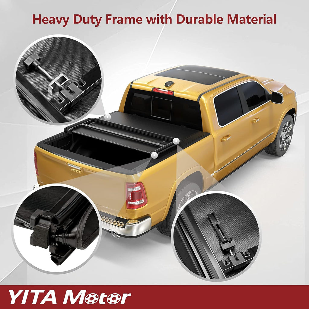Soft Tri-fold Truck Bed Tonneau Cover for 2019-2022 Chevy Silverado/GMC Sierra 1500, 6.6 ft Bed T237617