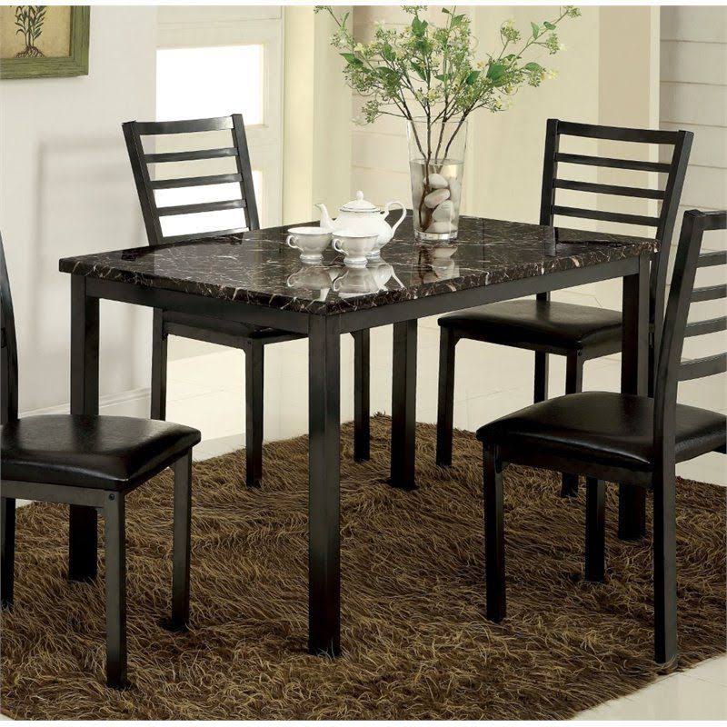 Faux Marble Top Dining Table in Black U401